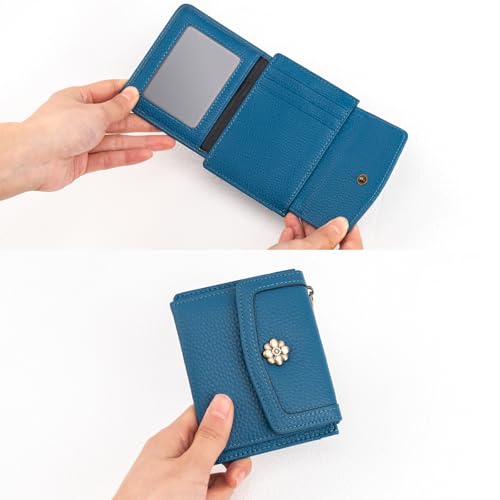Image of XINNSTAR Card Case Slim Front Pocket Wallet for Women RFID Blocking Leather Credit Card Holder Trifold Small Wallets Woman with Zipper Coin Pocket