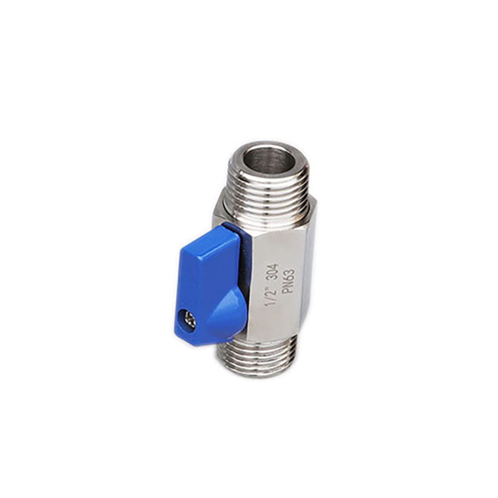 Mini válvula de Bola 2 vías con Rosca Macho 1/8", 1/4", 3/8", 1/2" y 3/4", Acero Inoxidable 304, Resistente a la corrosión, 63 Bar(0.25 Inch)