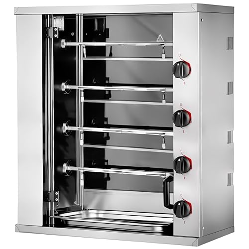 MBH - Asador de Pollos Industrial Eléctrico Mini de 2,3,4 Espadas para Hostelería. Horno Asador Profesional de Tamaño Pequeño para 6, 9,12 Pollos - Made IN Spain (4 Espadas)