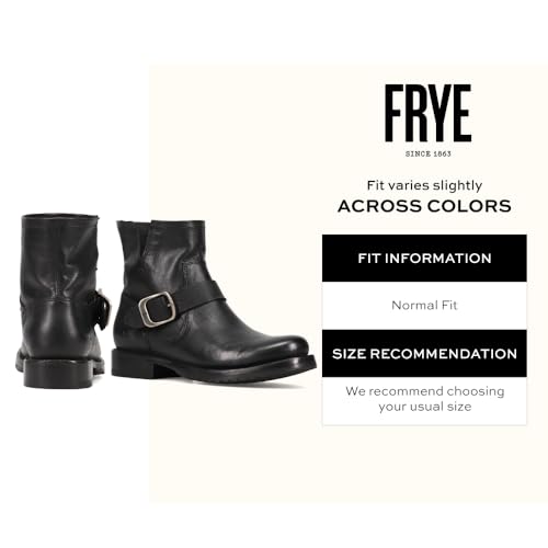 Image of Frye 5 inch Veronica Booties for Women - Full-Grain Brush-Off Leather with Antique Metal Hardware and Rubber Outsole, Genuine Stitch Welt Construction