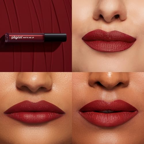 Image of Pilgrim Liquid Matte Lipstick - Ruby Fling | Lipstick for Women with Hyaluronic Acid & Spanish Squalane | Transferproof, Long Lasting & Non Drying with Hydrating Ingredients 3gms