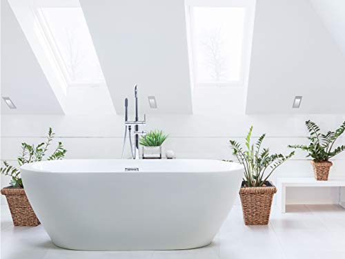 Stilvolle Acryl Badewanne oval freistehend weiß mit Überlauf 150 x 75 cm Nevis