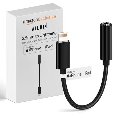 Image of Basesailor Lightning to 3.5mm Headphone Adapter (Black) | Lightning to AUX Audio Jack Connector Converter Compatible for iPhone | Hi-Fi Sound Quality | Compact & Portable Design by AIL-KIN