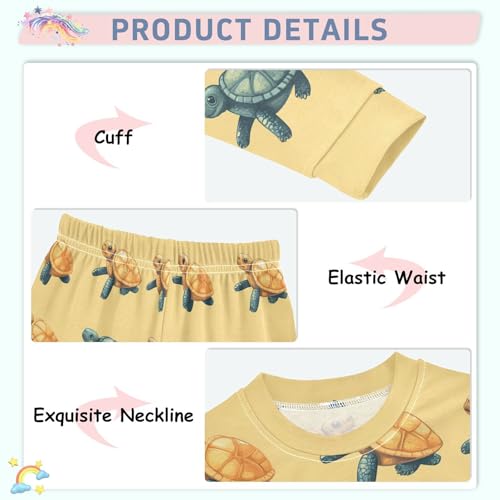 Pajama Sets Long Sleeve Sea Colorful Turtle Pattern Print Soft Comfy Sleepwear 2 Piece PJS 3-8T4