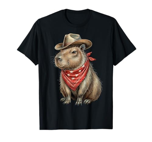 Capybara Cowboy Howdy Retro Capybara Western Country Camiseta
