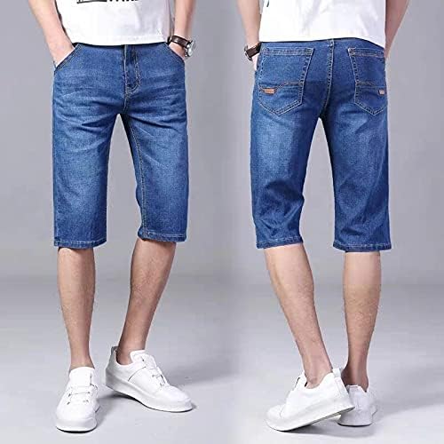 “N/A” Summer Thin Men's Elastic Denim Short 40(腰围3尺) D浅蓝021【弹力款】 单件 Clothing