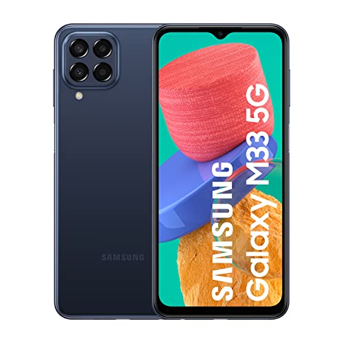 Samsung Galaxy M33 5G (128 GB) ブルー - ロック解除された携帯電話、6GB RAM を搭載した Android スマートフォン (Amazon 限定) (スペイン語版)