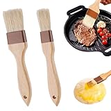 2 pinceles para alimentos, pastelería, pincel de cocina, cepillo para hornear, cerdas naturales, para cocinar y aceite para cocinar, cepillo de cerdas naturales para aceite y salsa