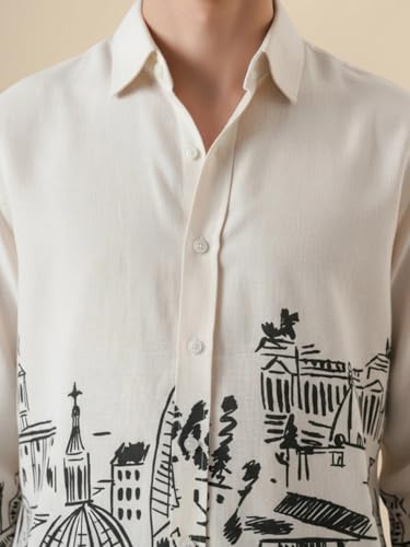 Image of Pinkmint Men Printed Cotton Flex Shirt | Stylish Designer | Regular Fit Floral & Abstract Print Shirt for Men (Available in Plus Size)