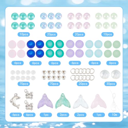 SUNNYCLUE 1 Box DIY 6 Sets Ocean Theme Bracelet Making Kit Glass Ocean Beads Fishtail Dolphin Charms Beach Sea Animal Charm Hawaii Summer Glass Beads for Jewelry Making Kits Women Adults Supplies - Image 2