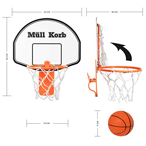 KrockaZone. Mini Basketballkorb für den Mülleimer Papierkorb mit kleinem Ball - Spaß fürs Zimmer, Tür, Büro, Zuhause, Kinder, Sport, Spielzeug