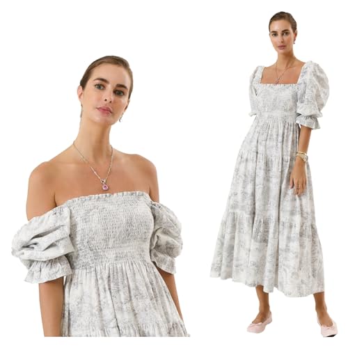 NOTHING FITS BUT Women’s Classic Linen Nursing Dress, Cotton Kiko Maternity Gown, Casual Maternity Dress, Grey, L