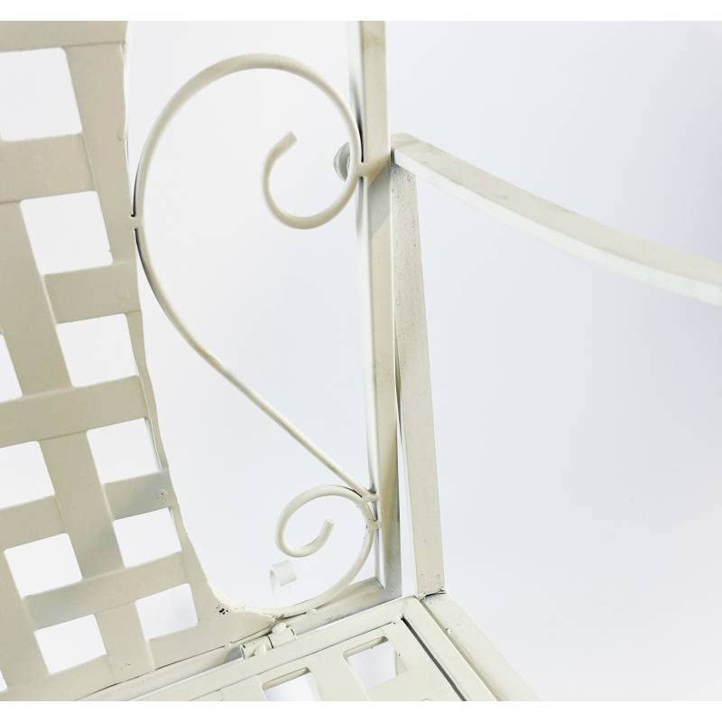 L'Héritier Du Temps Rocking Chair Louisiane Blanc Chaise Fauteuil de Jardin à Bascule Intérieur Extérieur en Métal Patiné 60x80x89cm