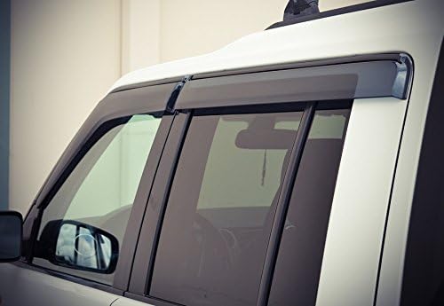 WellVisors Window Visors Wind Deflectors Compatible with Land Rover 2005-2016 LR3 LR4 with Black Trim Rain Guards 3-847LR002