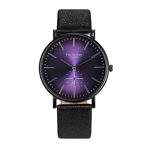 Preisvergleich Produktbild DishyKooker Armbanduhr für Herren und Damen, modisch, rundes Zifferblatt, Ledergürtel, stilvolle Waage Gr. Als Bild, Purple Dial Black Band