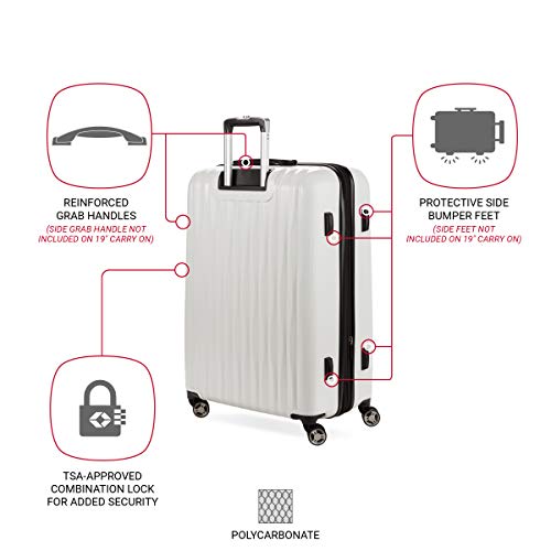 SwissGear 7272 Energie Expandable Hardside Luggage with Spinner Wheels and TSA Lock, White, 2-Piece Set (19/27)