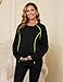Maternity Nursing Zippers Sweatshirt for Breastfeeding Contrast Piping Long Sleeve Pumping Shirts Loose Fit Pullover Tops with Side Pockets,Black L