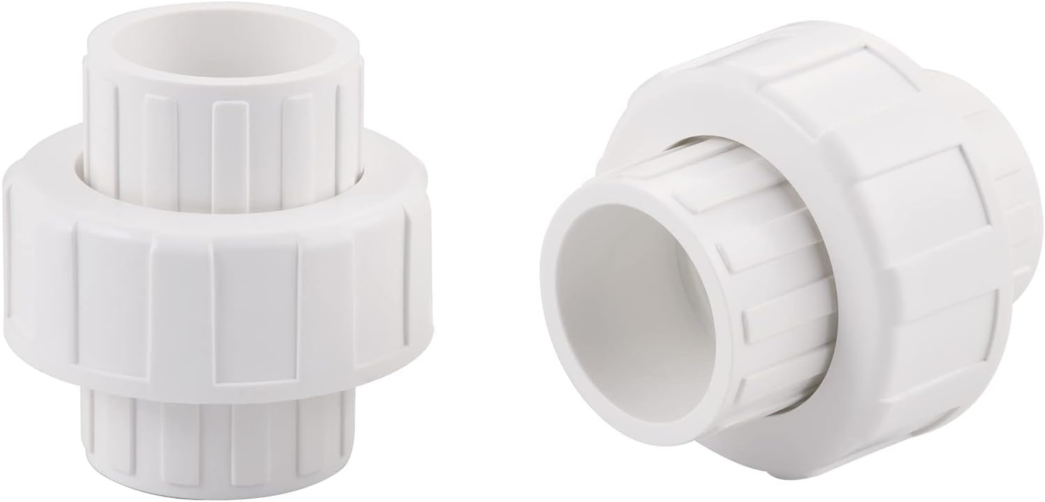 Wantmatch 3/4"PVC Union Coupling Pipe Fittings, Slip Joint Adapter PVC Connectors (Socket x Socket), Built-in EPDM O-Ring, 2 Pack