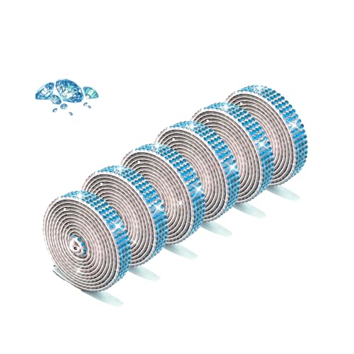 Bandes de strass autocollantes bleu lac, lot de 6 rouleaux pour loisirs créatifs