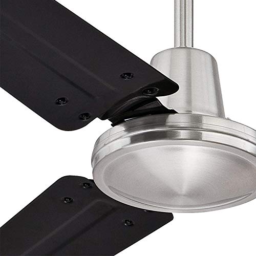 Ciata Lighting Garage Ceiling Fan, Shop Ceiling Fan, Commercial Ceiling Fan, Industrial 56 Inch Three Blade Indoor Ceiling Fan, With Black Steel Blades In Brushed Nickel Finish #TOP7