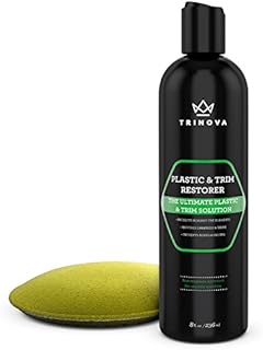 TriNova Plastic & Trim Restorer - Shines & Darkens Worn Out Plastic, Vinyl & Rubber Surfaces - Protects Cars & Motorcycles from Rain, Salt & Dirt - Prevent Fading - 8 OZ