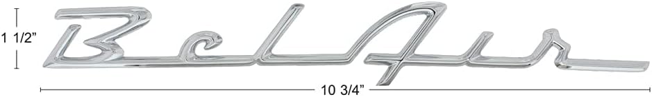 United Pacific C555601 Triple Chrome Plated Bel-Air Script Emblem for 1955-56 Chevy Bel-Air, OE Restoration Part, Includes Mounting Clips – ONE Unit
