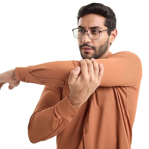 Image of Workday Shirt for Men Long Raglan Sleeve Regular Fit Superior Stretch Wrinkle Free Shape Retention Quick Dry Anti-Viral Finish UPF 50+