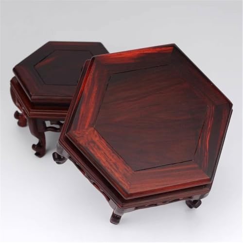 Tabouret hexagonal en bois grand format pour pot de fleur et bonsaï