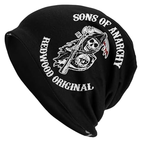 Dcgenrios Slouchy Beanie Hats Sons of Horror Drama Anarchy Thin Knit Hat Winter Warm Skull Cap for Mens Women Gift Black Cover