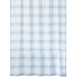 Cortinas 100 Algodon mDesign Cortina de ducha 100% de algodón – Cortinas de baño a rayas para ducha y bañera de 183 cm x 183 cm – Accesorios de baño duraderos con ojales reforzados – azul claro