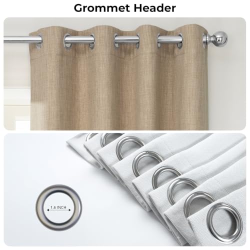 Image of HPD Half Price Drapes - Grommet Faux Linen Curtains for Living Room (1 Panel) - 50W X 84L - Textured Room Darkening Curtains for Bedroom 84 Inches Long - Drapes for Home Decor, Nomad Tan