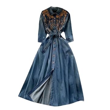 denim dress with embroidery