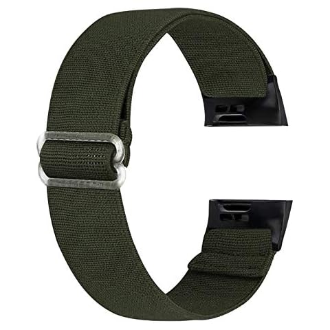 Correa de repuesto elástica Ecogbd compatible con Fitbit Charge 3/4 (verde ejército) Cover