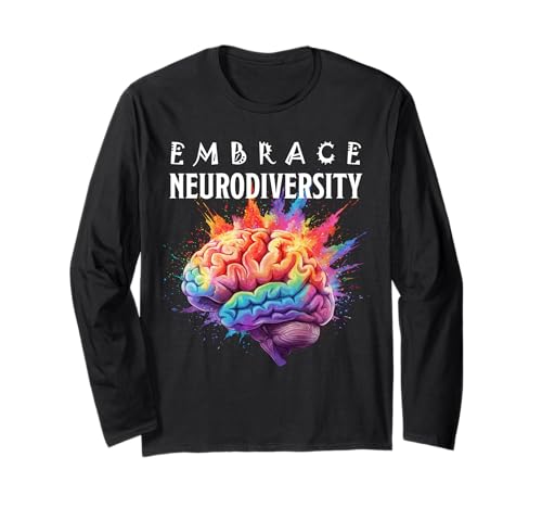 Embrace Neurodiversity, Rainbow Color Brain Neurodivergent Manga Larga