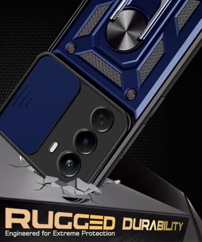 Image of WOW IMAGINE Tough Armor Bumper Mobile Back Case for 1+ OnePlus Nord CE 6 Lite 5G | Sliding Camera Cover | Shock Proof 360 Protection | Hybrid PC + TPU | Ring Holder with Kickstand - Blue