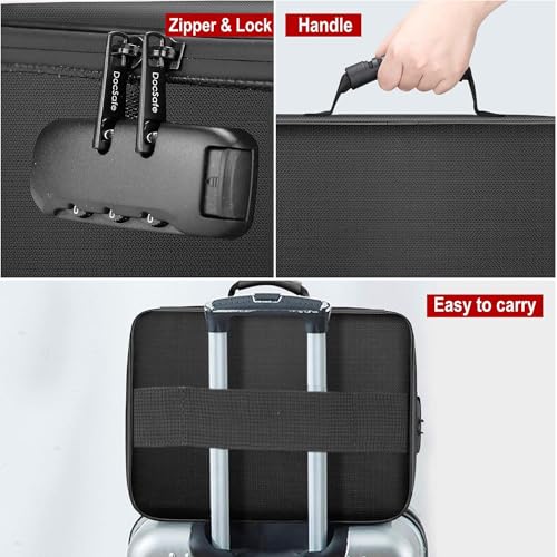 Image of SKYWILLA Document Organizer Bag Multilayer Travel File Organiser Document Storage Bag with Lock Waterproof File Folders Bag for Certificates & Document Safe Pouch Bag for Home Office (Black)