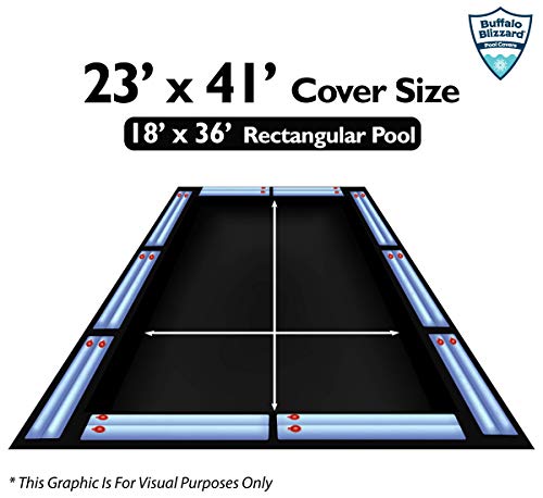 Buffalo Blizzard Deluxe Winter Cover With Water Bags Kit For 18-Foot-By-36-Foot Rectangle In-Ground Swimming Pools | Blue/Black | All Covers Include 5-Feet Of Overlap To Measure 23-Foot-By-41-Foot #TOP3