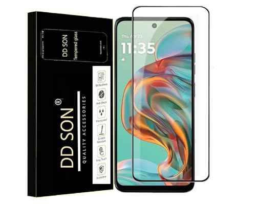 Image of DD SON Tempered Glass Screen Protector Compatible for Moto G45 5G (6.5 Inch, Pack of 1) HD Glass with Edge to Edge Coverage and Easy Installation kit,Black