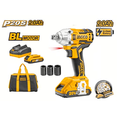 Image of Ingco Ciwli2001 Lithium-Ion Impact Wrench - Voltage:20V Square Drive:1 /2 inch - Fixed Square