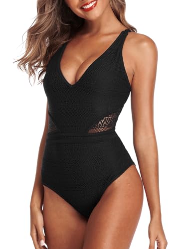 SOCIALA One Piece Swimsuit Women Crochet High Waisted Bathing Suit Backless Mesh V Neck Monokini Swimwear4