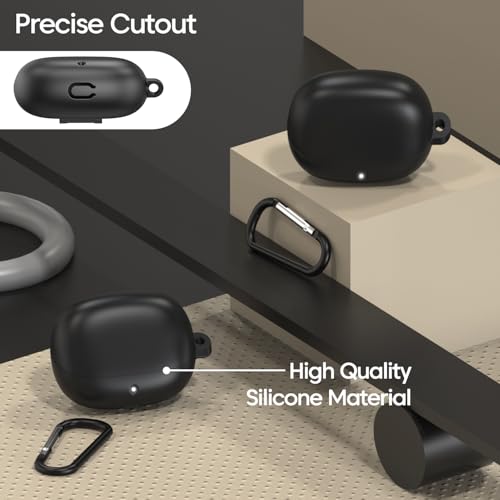 Image of Sounce Soft Silicone Protective Case Cover, Boat Airdopes Plus 311 (2025 Launch) Shockproof, Scratch-Resistant, Dustproof Earbuds Case with Keychain Clip, Easy Portability, (Black)