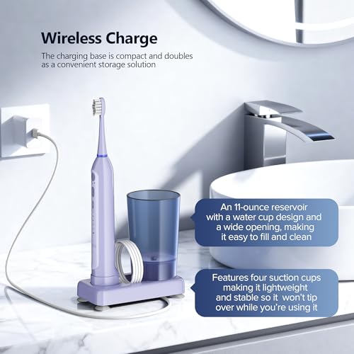 Image of Electric Toothbrush with Water Flosser Combo for Teeth Brushing & Flossing, Sonic Electric Toothbrush for Adults, Cordless Water Flosser for Home & Travel, Portable Travel Case Included