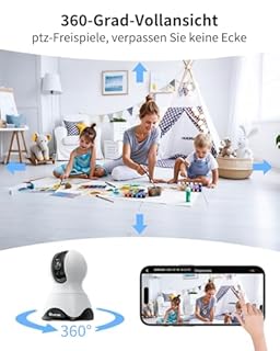 VIMTAG 2,5K/4MP Kamera Überwachung Innen,Haustierkamera mit app,WLAN Kamera Indoor,360°Auto Tracking&Aufnahme,KI-Bewegungserkennung,Überwachungskamera,2-Wege-Audio,Nachtsicht,Cloud/SD Card(512G),Alexa