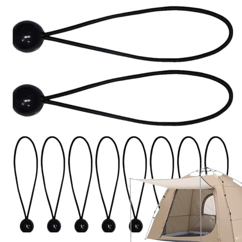 Juego de 10 tensores elásticos con bolas | Correa para tienda de campaña, tensor de lona, tensor de pelota, tensor resistente para lona y toldo con bola para toldo, lona y correa