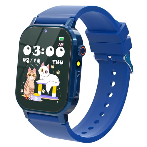 Kids Watch Boys with 32 Games Toys for Ages 3-12 Smart Watch for Kids with Touch Screen,Video,Camera,Music Player,Pedometer,Audiobook,Learn Cards,10 9 8 7 6 5 4 Year Old Boys Birthday Gifts(Blue)