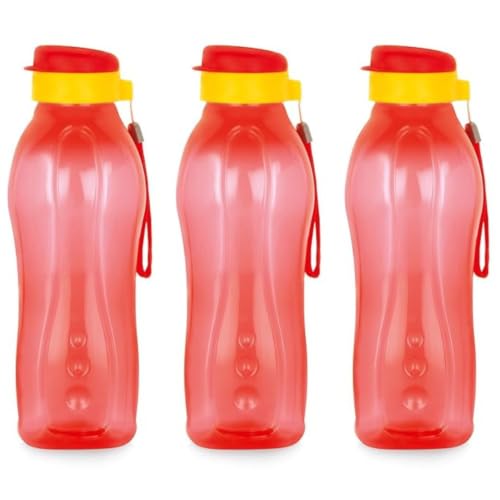 Image of ATTRO Prime Drinkware Plastic Water Bottle,Leak-Proof-Set of 3-Red-1.5L