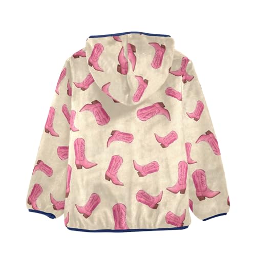 CHIFIGNO Cowboy Boots Pink Magenta Boys Winter Jacket, Toddler Boys Fleece Zip up Jacket Soft for Fall Winter Spring 3T2