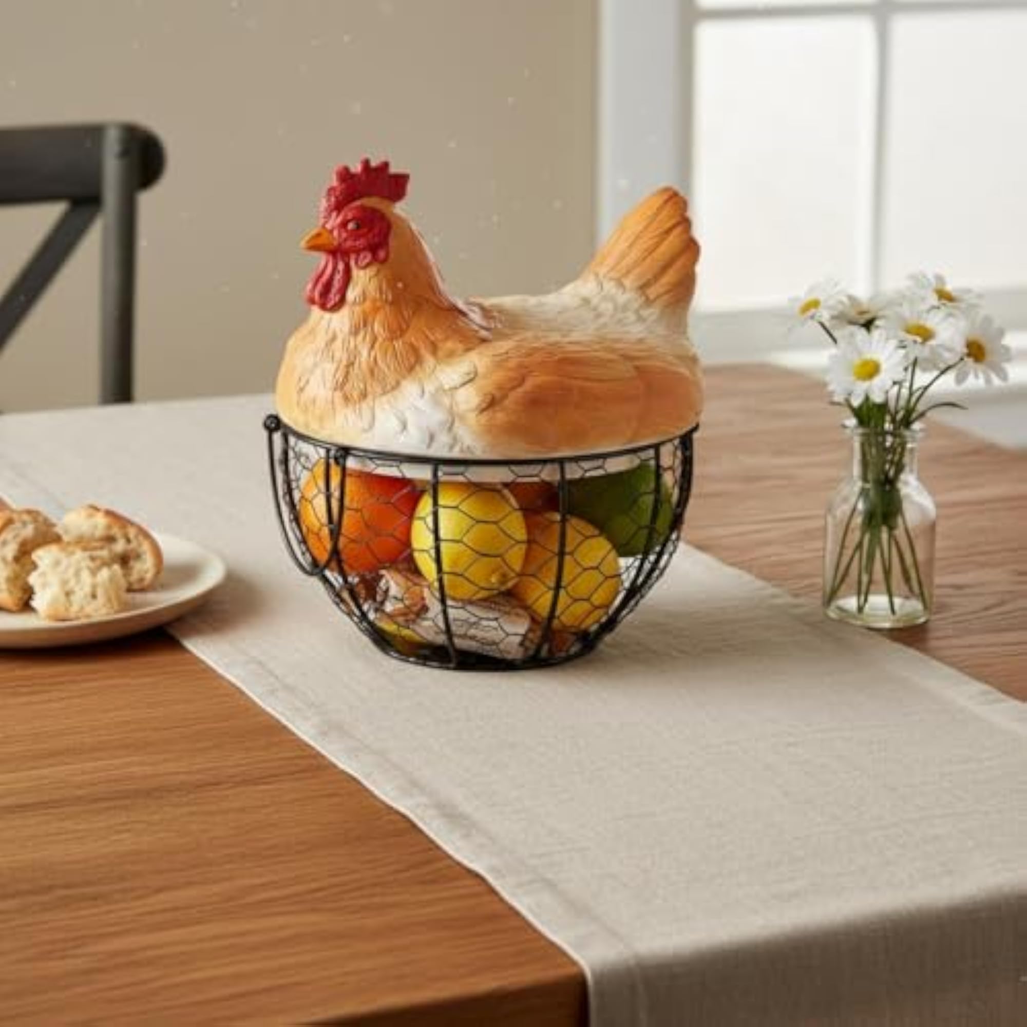 Decorative Chicken Shaped Wire Oval Basket