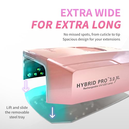 Image of iGel Beauty Hybrid PRO 3.0 XL UV /LED Nail Lamp - Wireless Rechargeable 48W Nail Dryer, Extra Wide Full-Hand Curing, 9000mAh Battery, Smart Timer & Builder Gel Mode, Cordless Professional Lamp