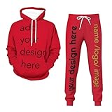 Medir Custom Men's 2 Piece Hooded Long Sleeve Pullover Sweatshirt Set Workout Sports Jogging Suit Fall Sweatsuit, Small